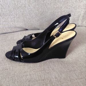 Kate Spade Black Wedge Slingbacks